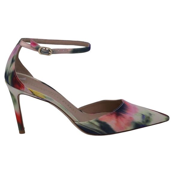 Stuart Weitzman Stuart 85 Strap Pumps Watercolor in Multicolor Satin